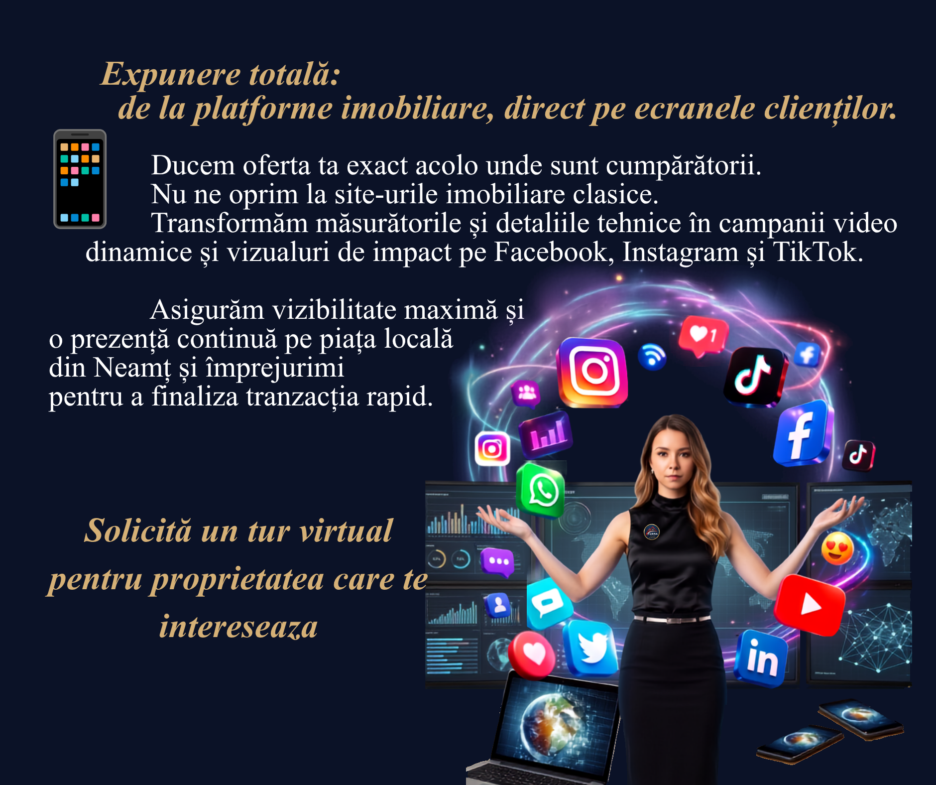Promovarea proprietăților pe platforme imobiliare și rețele sociale