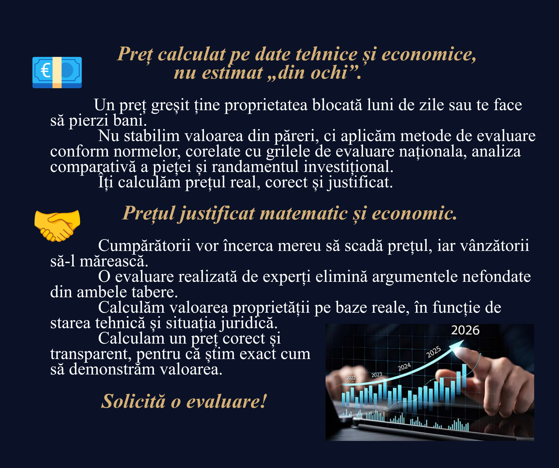 Evaluarea proprietății pe baza datelor tehnice și economice