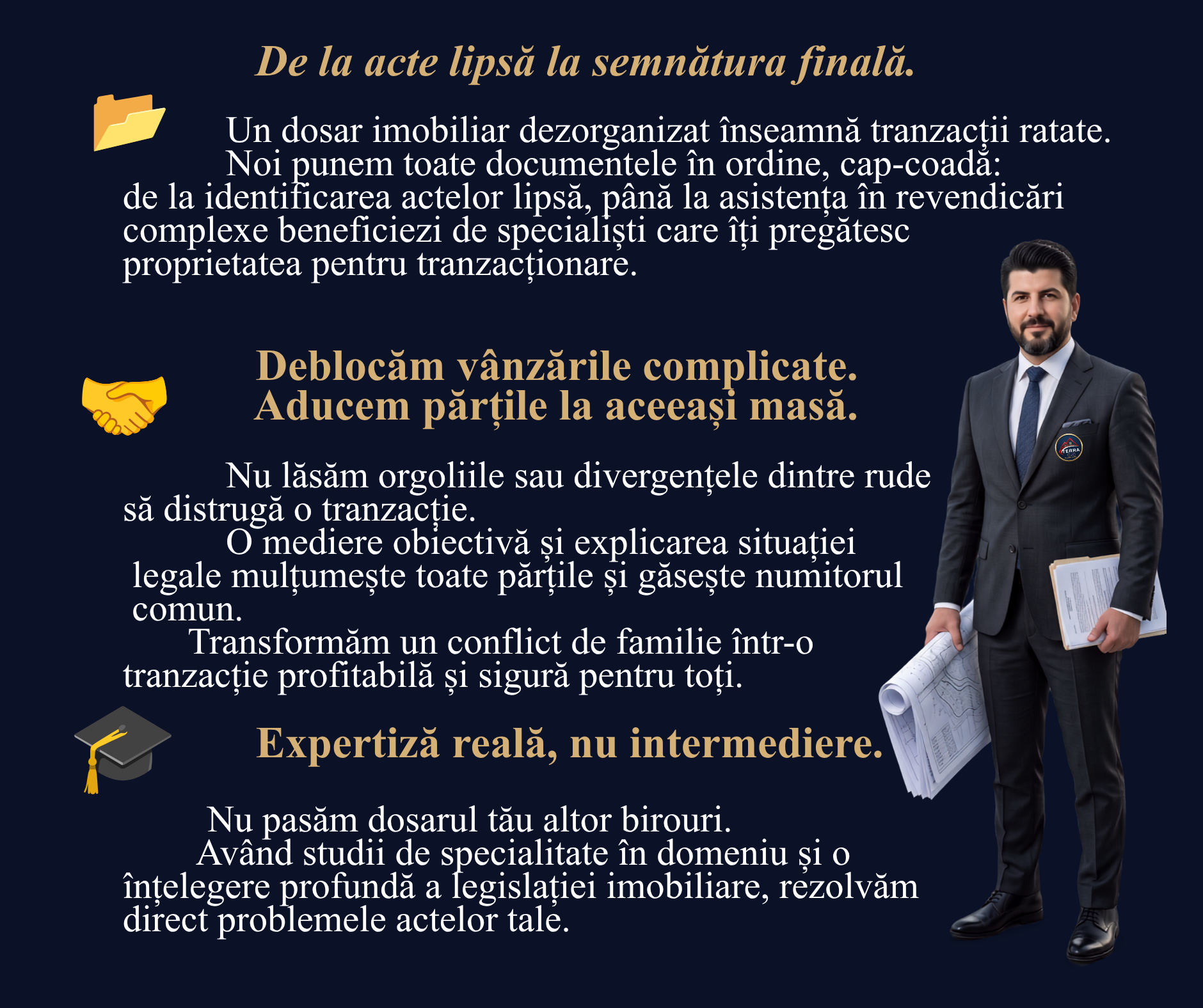 Organizarea dosarului imobiliar și asistență pentru tranzacție