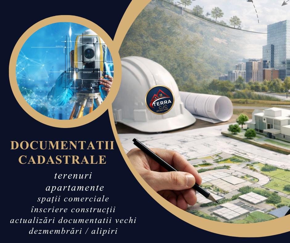 Inginer topograf TERRA CJC realizând măsurători pentru documentație cadastrală